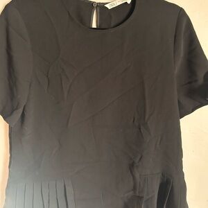 Zara Black Pleated Women's Blouse
